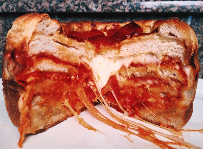 bacon, chicken, cheese, pizza