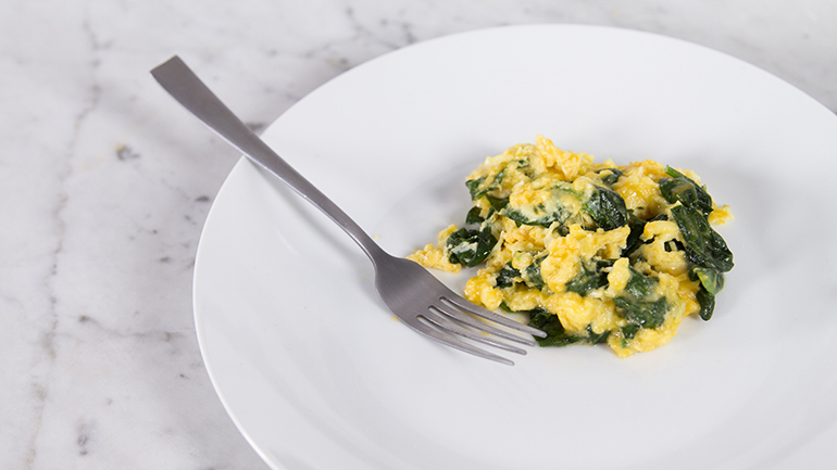 spinach, vegetable, omelet, cheese, egg, dairy product, scrambled