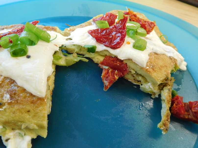 omelet, egg, cheese, bacon