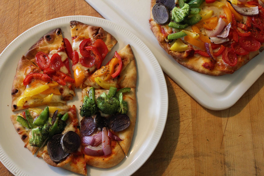 chicken, broccoli, pizza