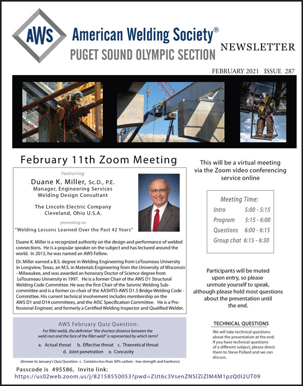 AWS Puget Sound Olympic Section January Meeting Announcement