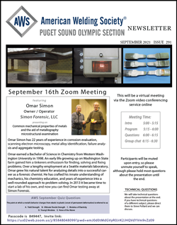 AWS Puget Sound Olympic Section September Meeting Announcement