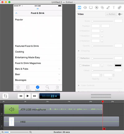 ScreenFlow editing screen