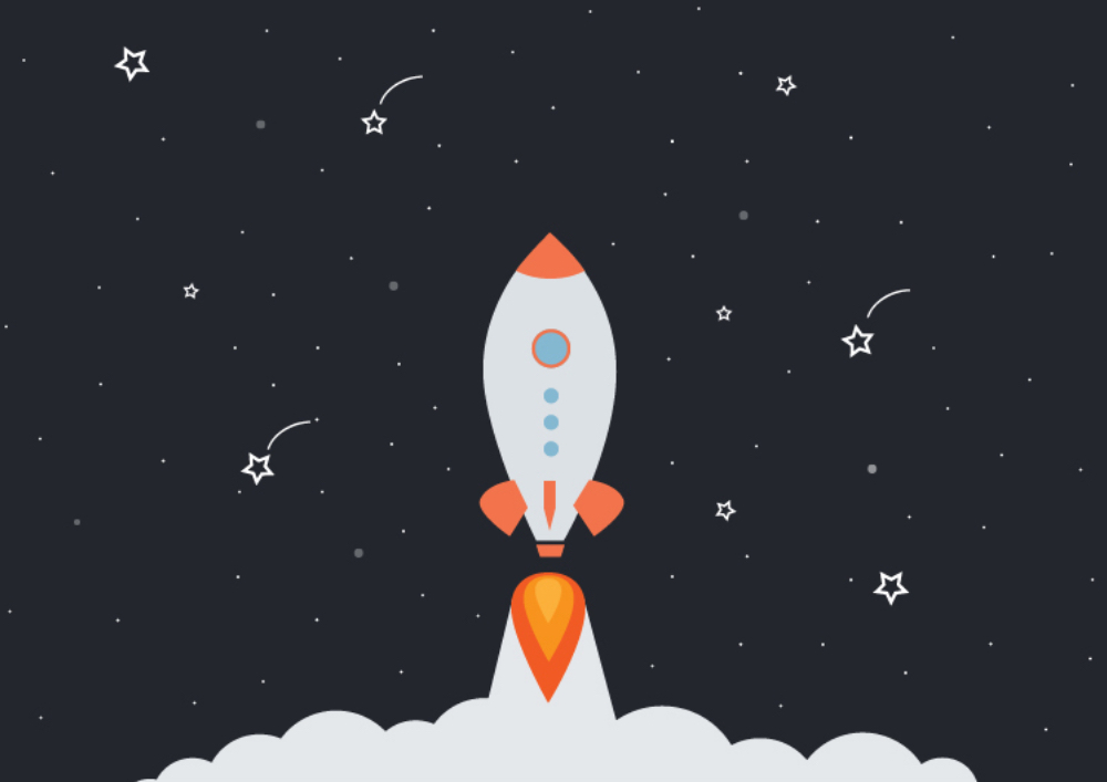 Vector Graphic of Rocket in Space
