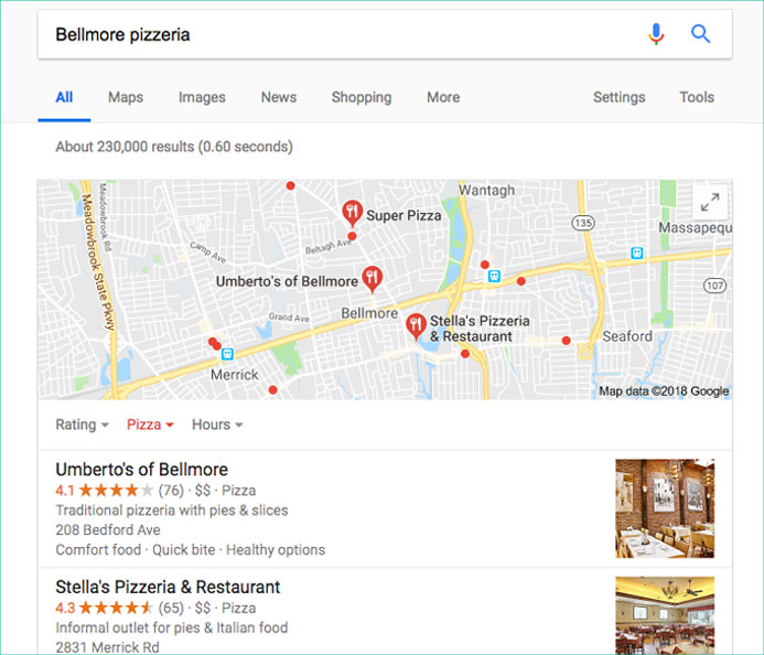 Local map results example