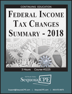 Federal Income Tax Changes Summary - 2018