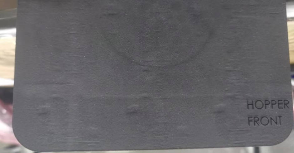 SLS part showing evidence of recoater roller artifacts