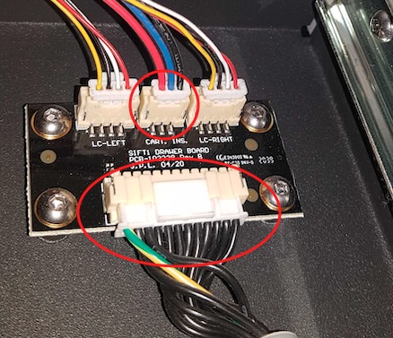 Cables to reseat when troubleshooting the Cartridge Not Present error message on a Fuse Sift