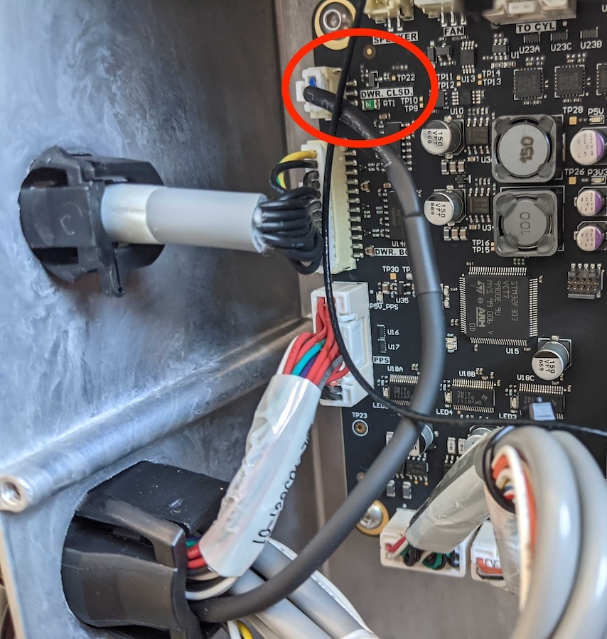 Fuse Sift motherboard with the inductive sensor cable circled