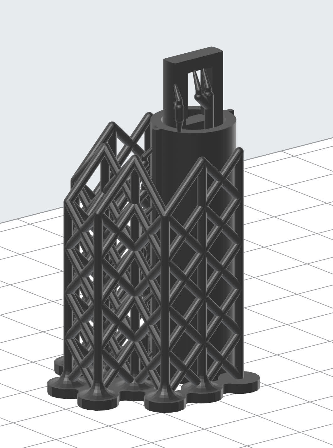 Silicone 40A Resin cylinder model with auto-generated PreForm supports