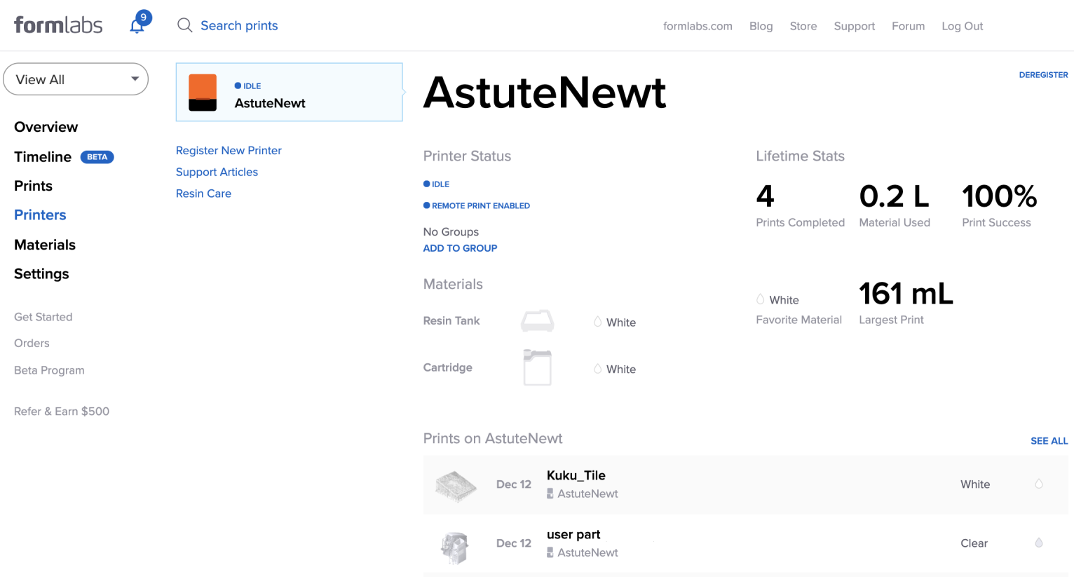 Tracking print progress with Dashboard