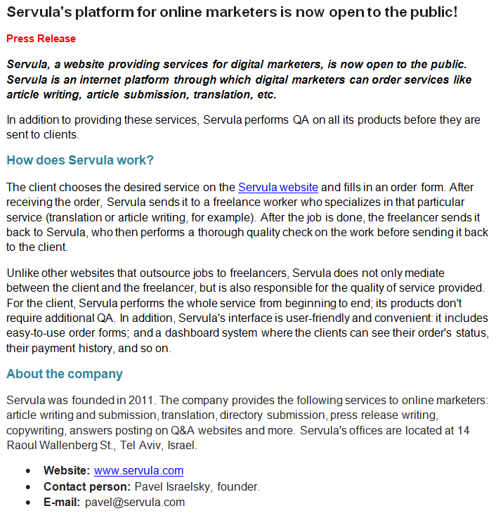example of a press release format