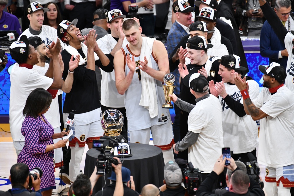 Denver Nuggets celebrate Western conference win Denver Nuggets cannabis