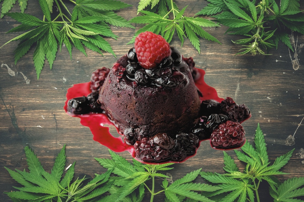 lava cake strain dessert on table