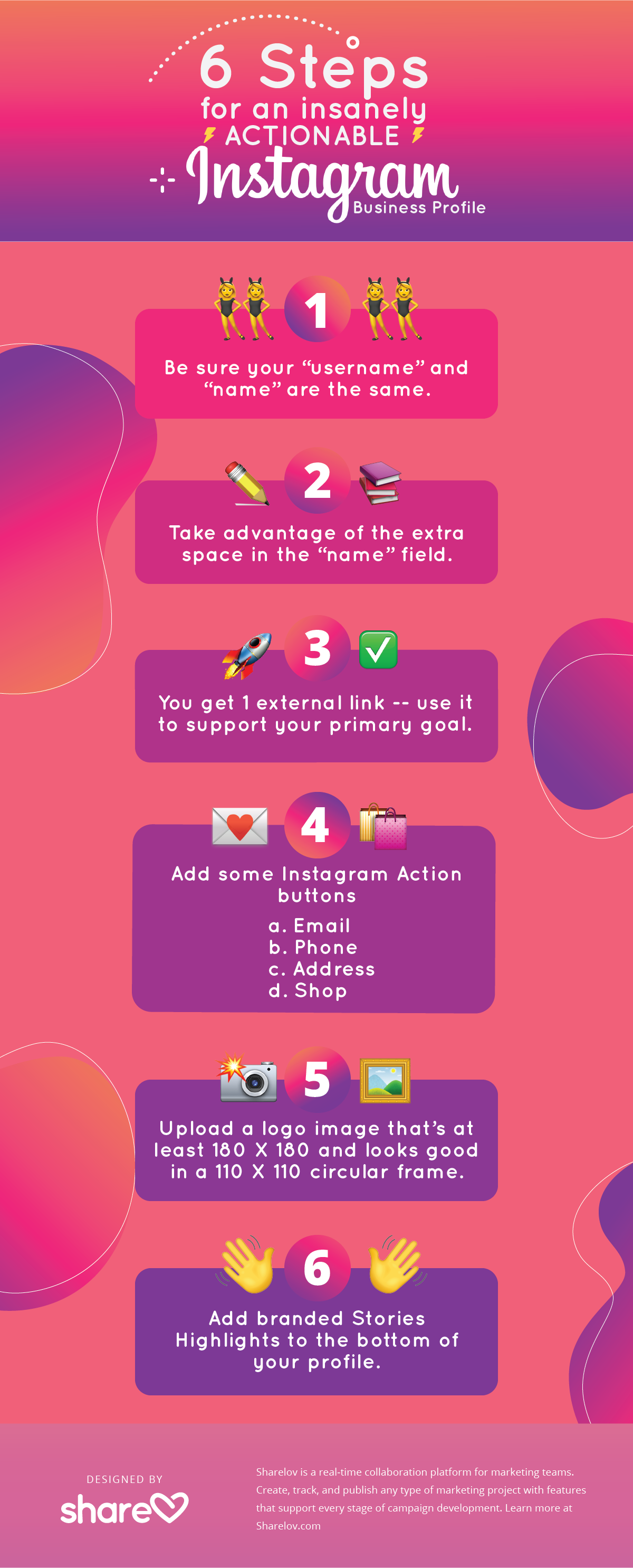 6 Steps to an Insanely Actionable Instagram Business Profile Infographic
