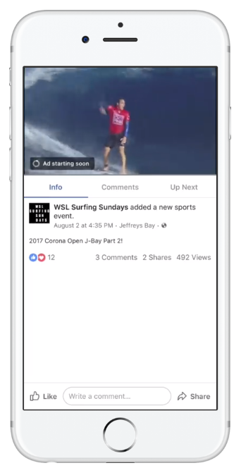 Facebook in stream video ad