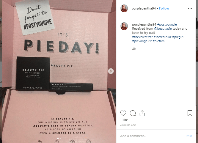 BeautyPie hashtag example