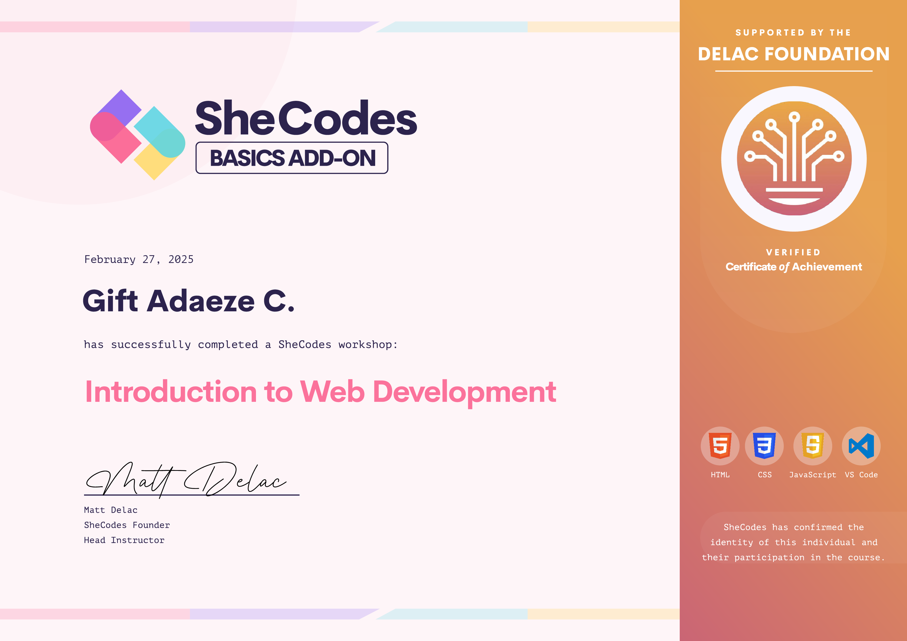 Gift Adaeze C. SheCodes Profile | SheCodes