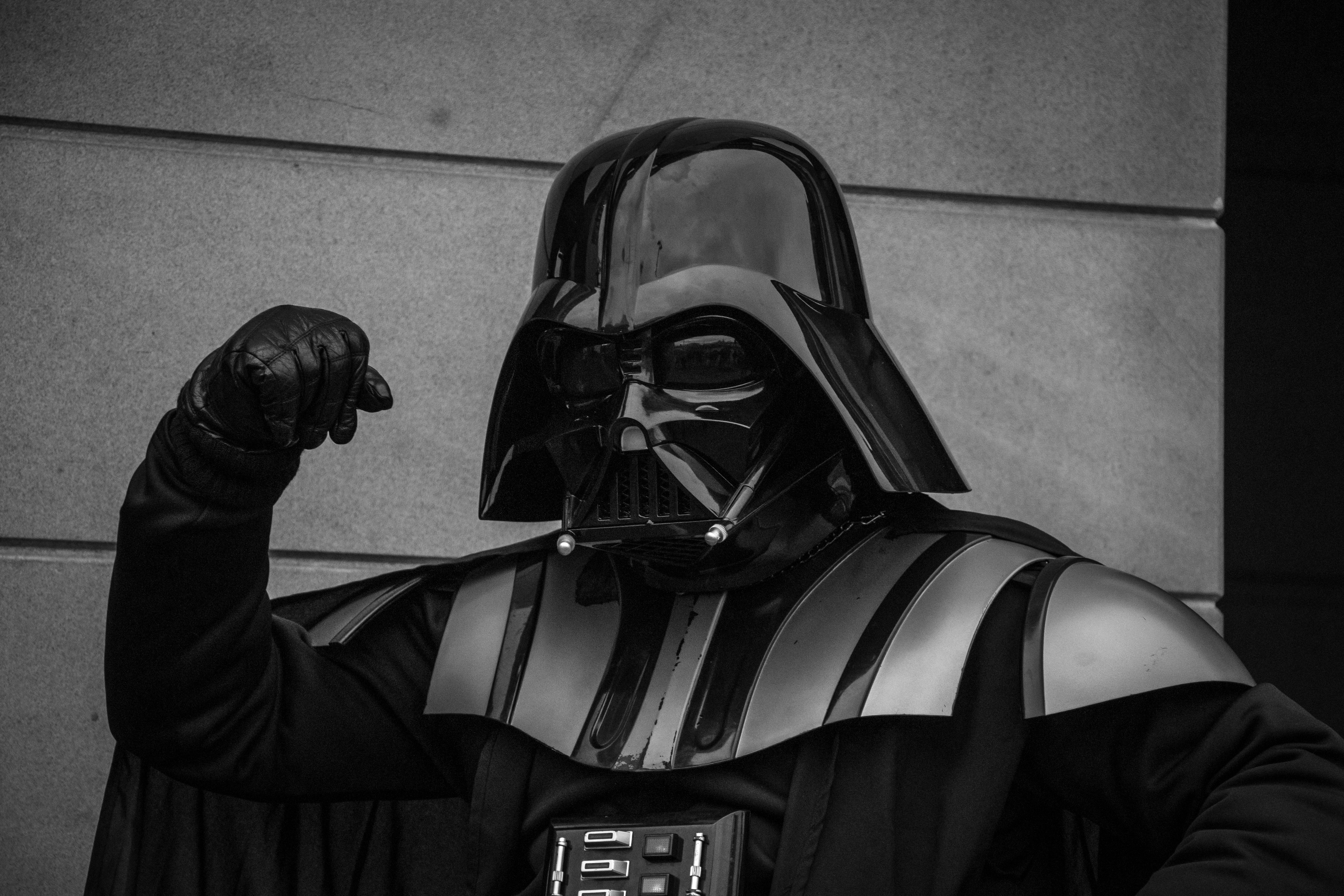 Darth Vader showing arm muscle