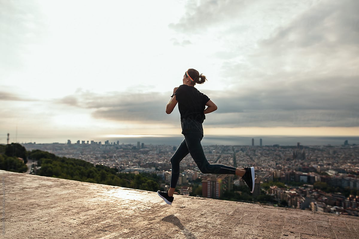 Woman running in Barcelona