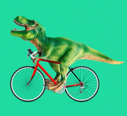t-rex on a bike