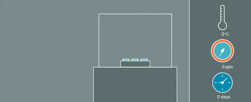 2. CHEMICAL VAPOR DEPOSITION: A seed diamond is placed inside a vacuum chamber filled with gaseous methane and hydrogen. Next, an energy source e.g. a microwave beam, activates a plasma cloud which deposits carbon atoms onto the seed crystal as diamond.
