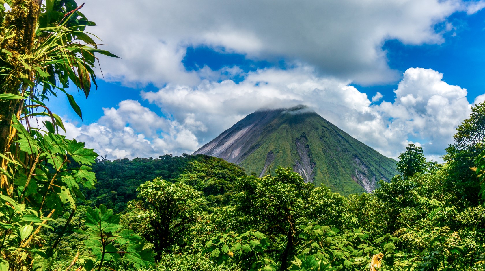 Volcano surrounded with jungle