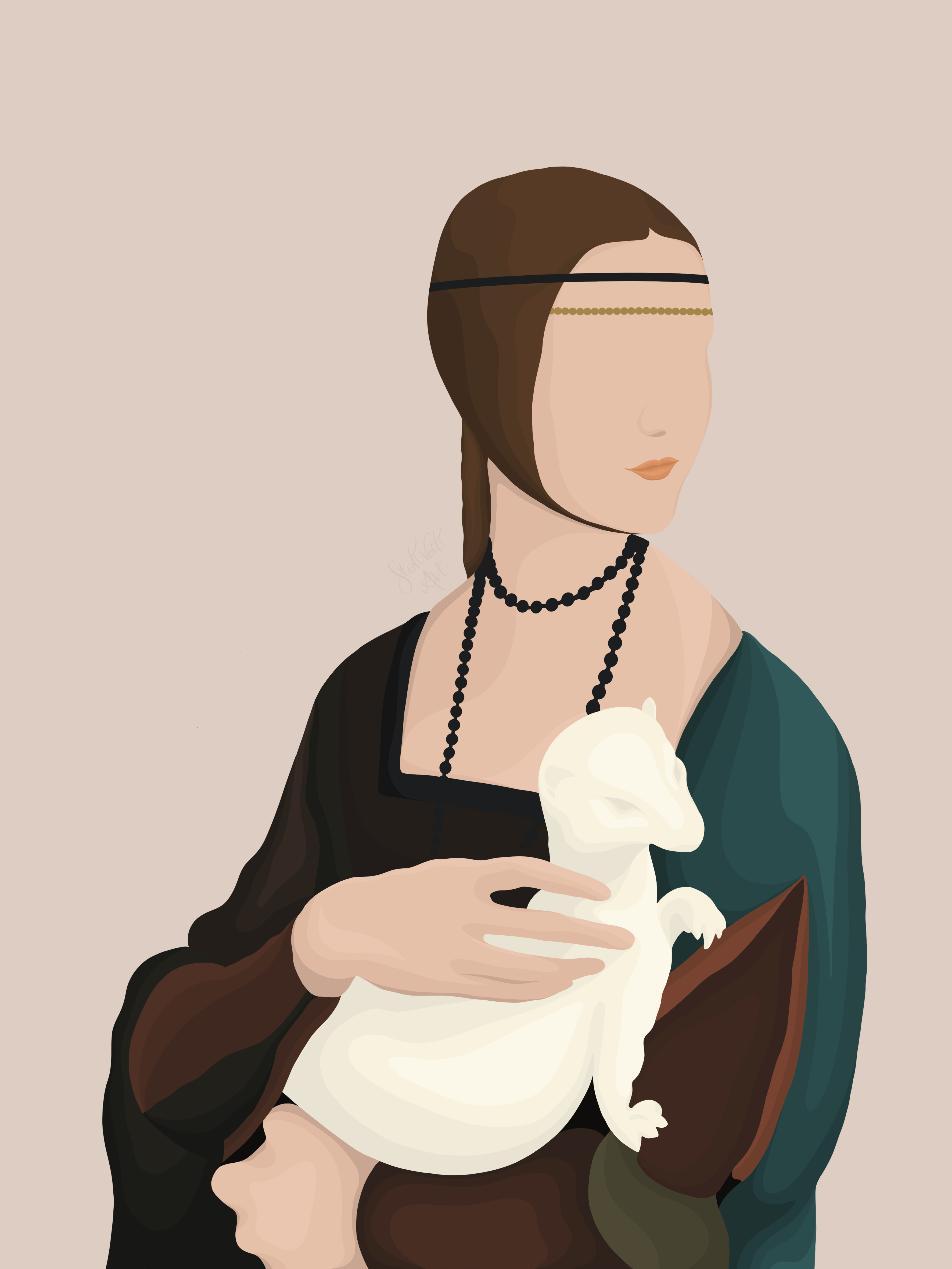 Illustration of Lady with an Ermine