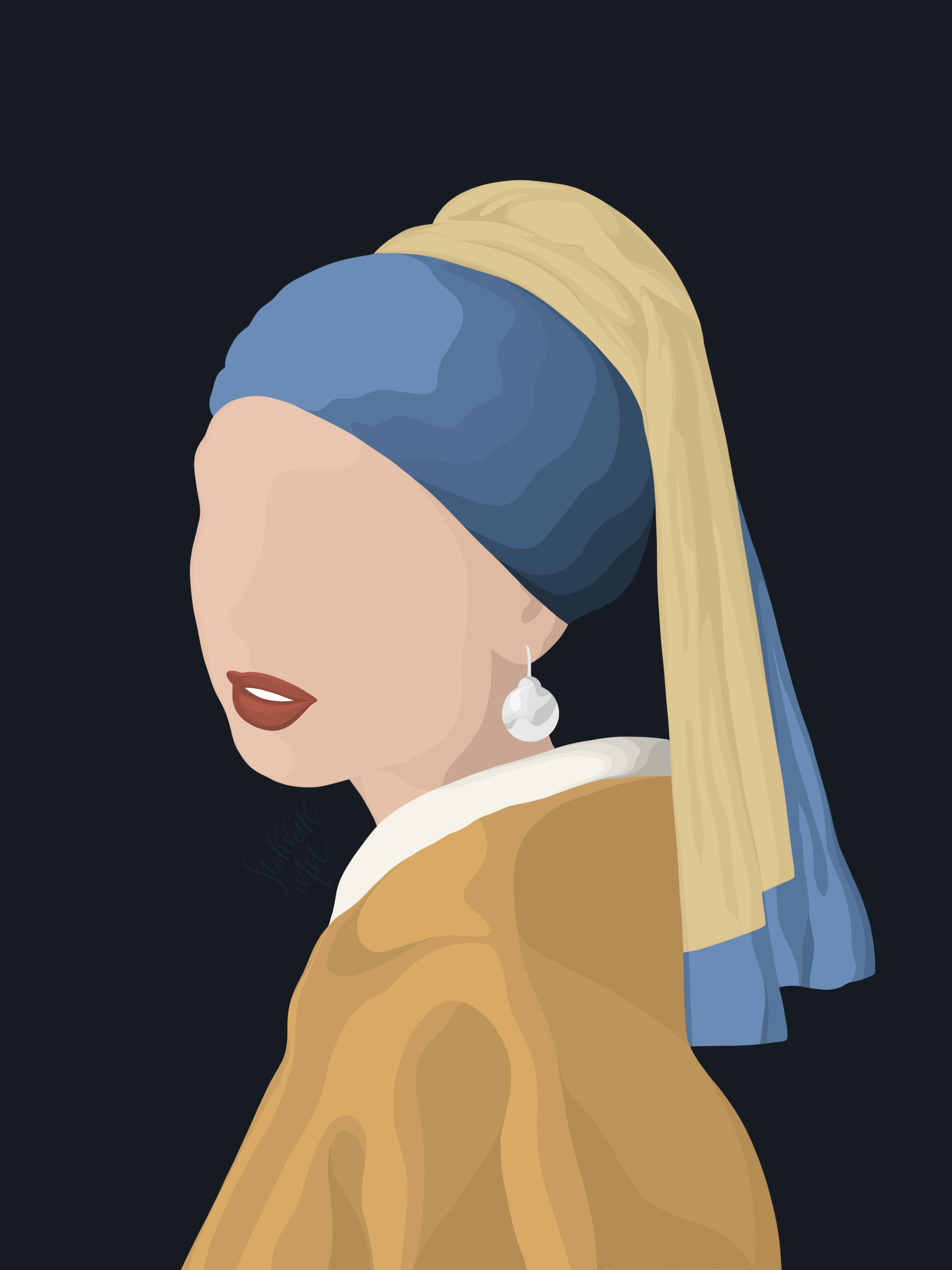 Illustration of Girl with a Pearl Earrings