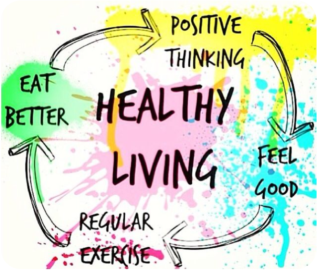 Picture of scales, weights, water bottle and fruit