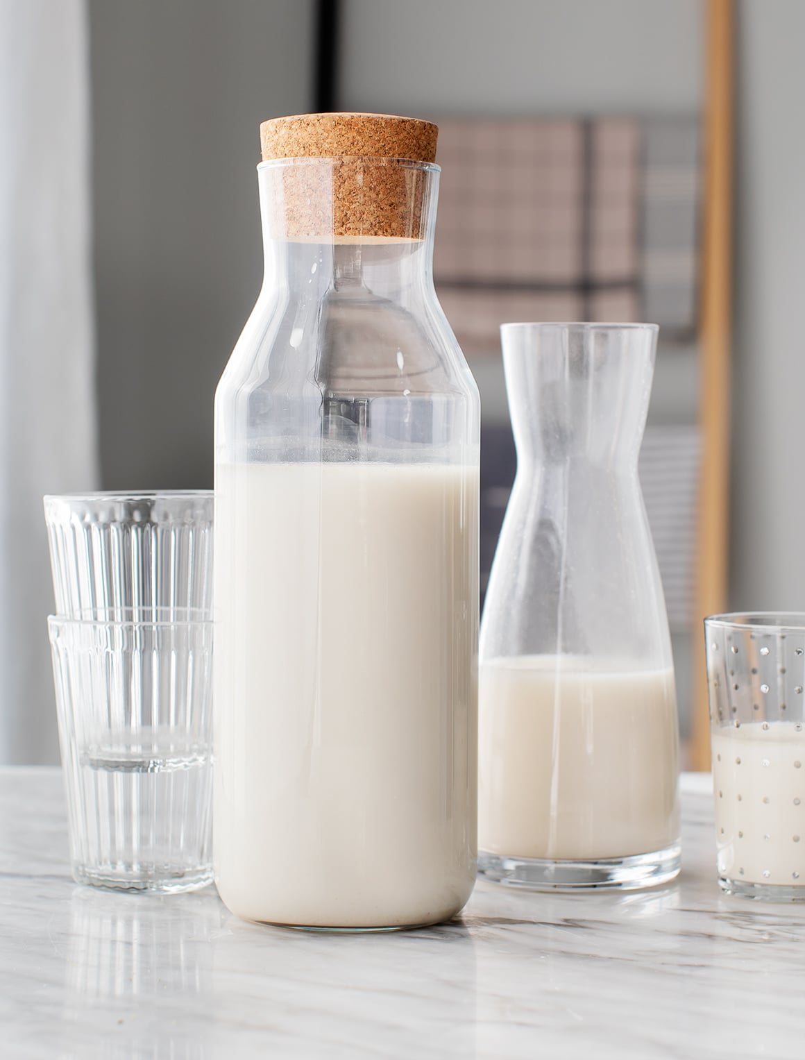 image of oat milk in glass container