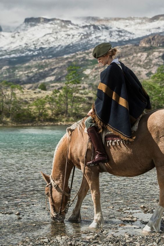 Woman wearing a poncho