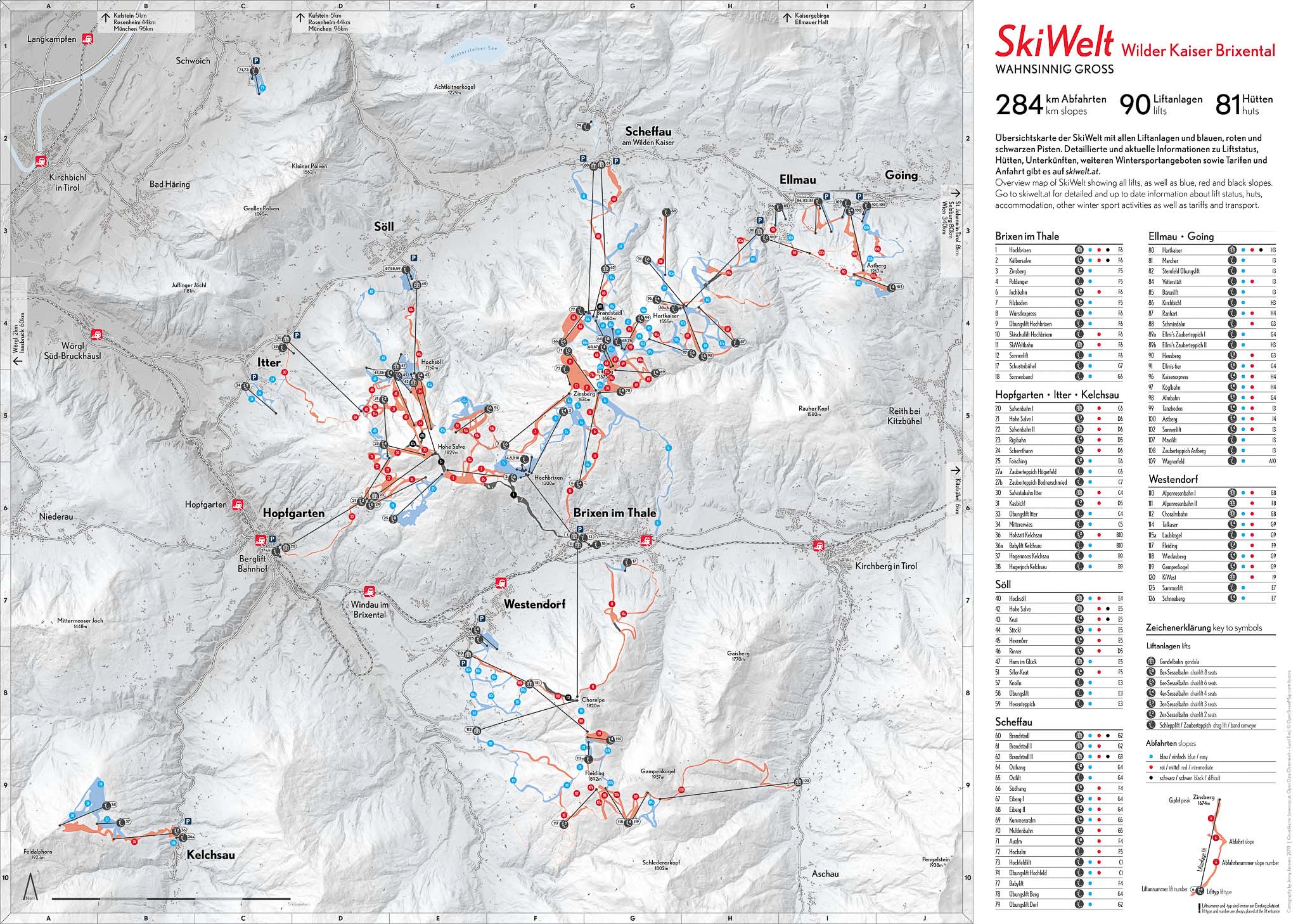SkiWelt Wilder Kaiser Brixenthal – Orientation and Navigation Map