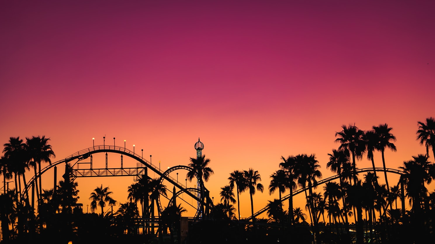 Rollercoaster at sunset