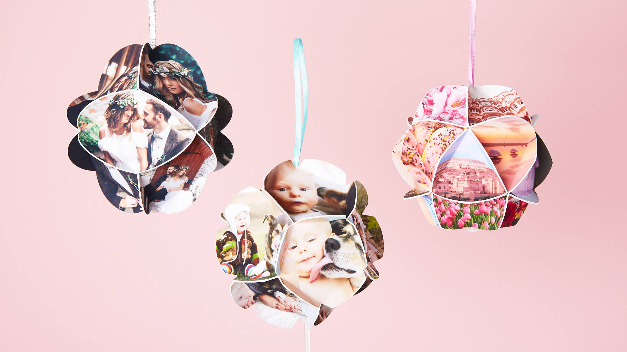 Three Different Personalized Photo Ornaments