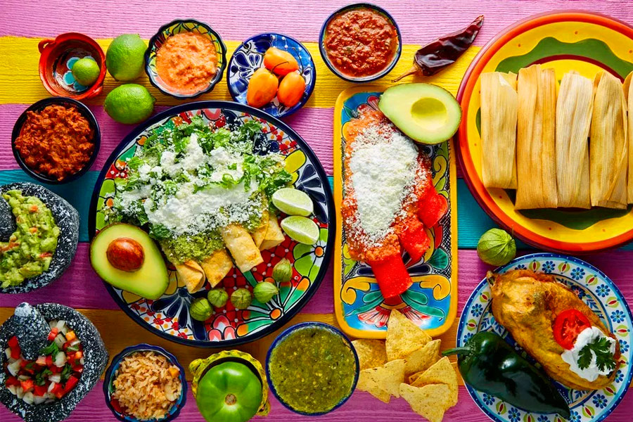 various typical mexican dishes