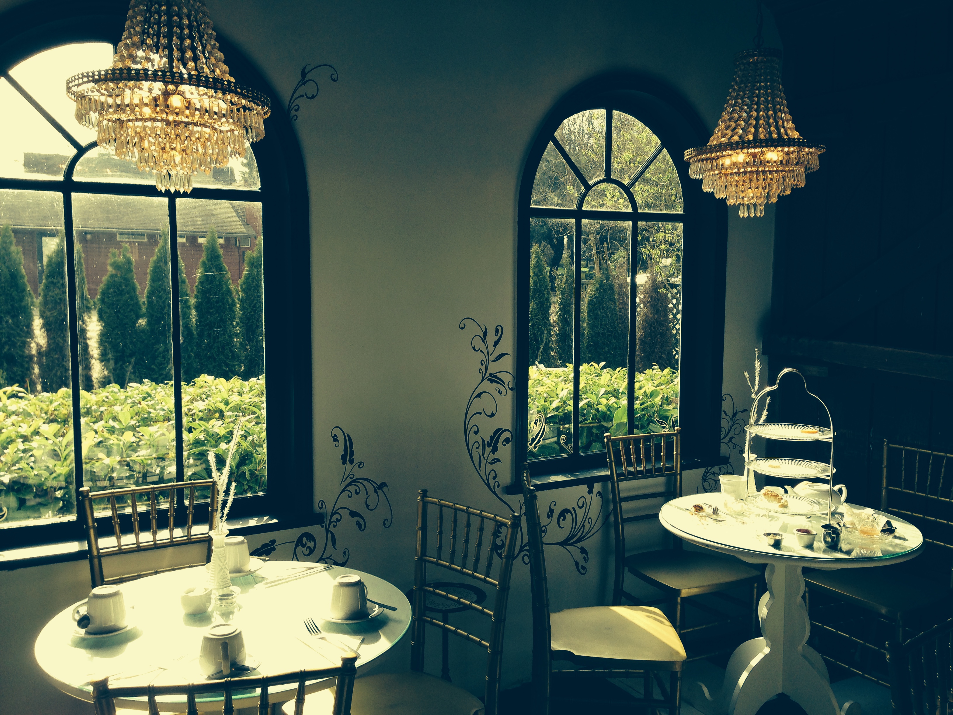 Tables inside a tea house