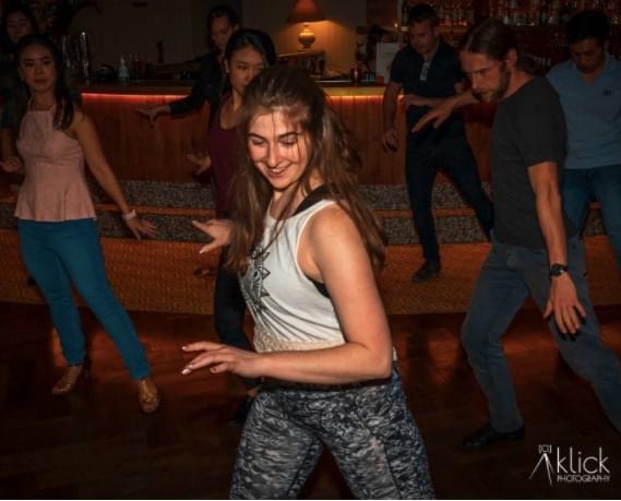 Me teaching a salsa dancing class