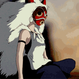 A moving image of the Princess Mononoke.