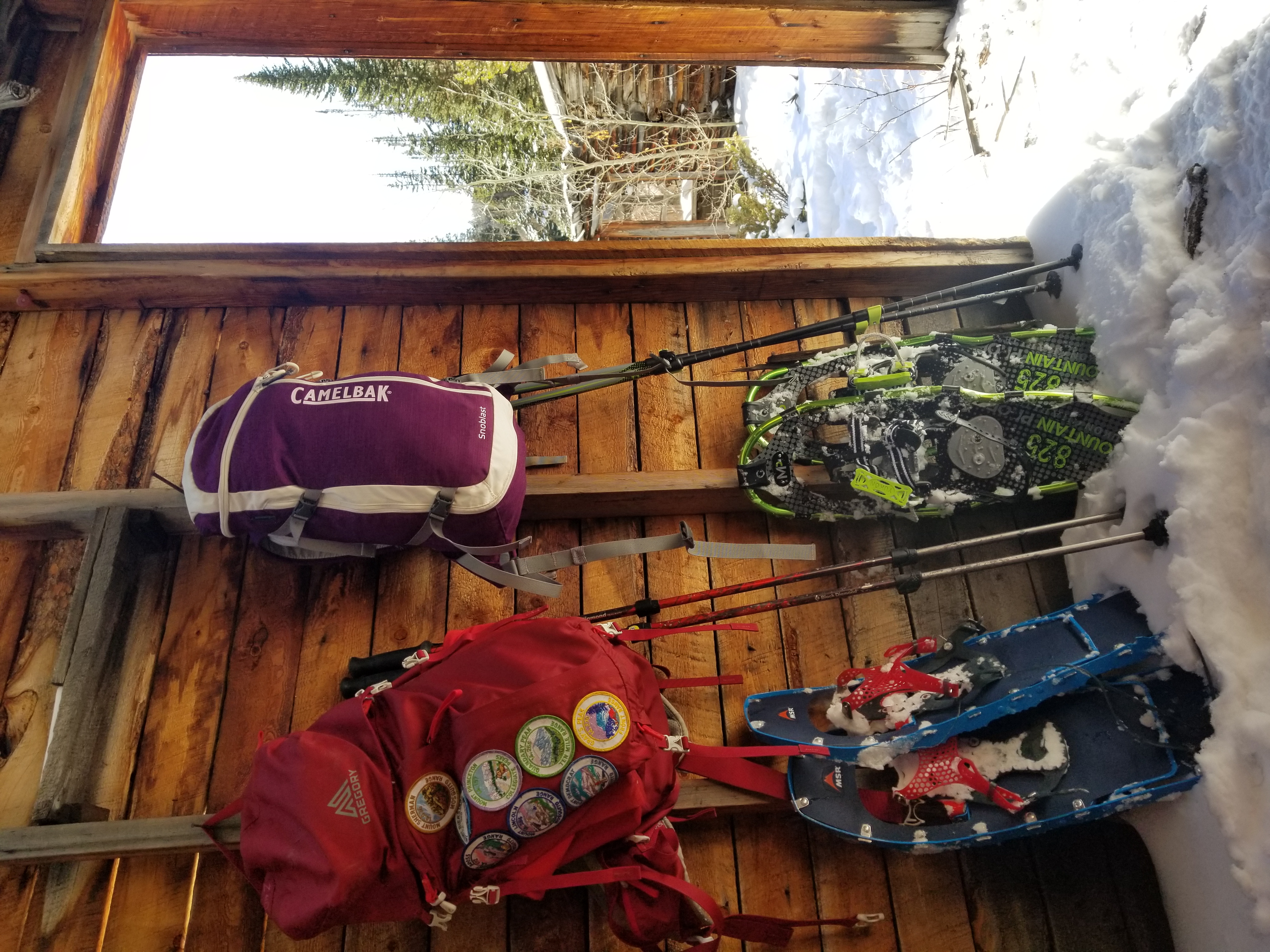 Snowshoe Gear in Cabin