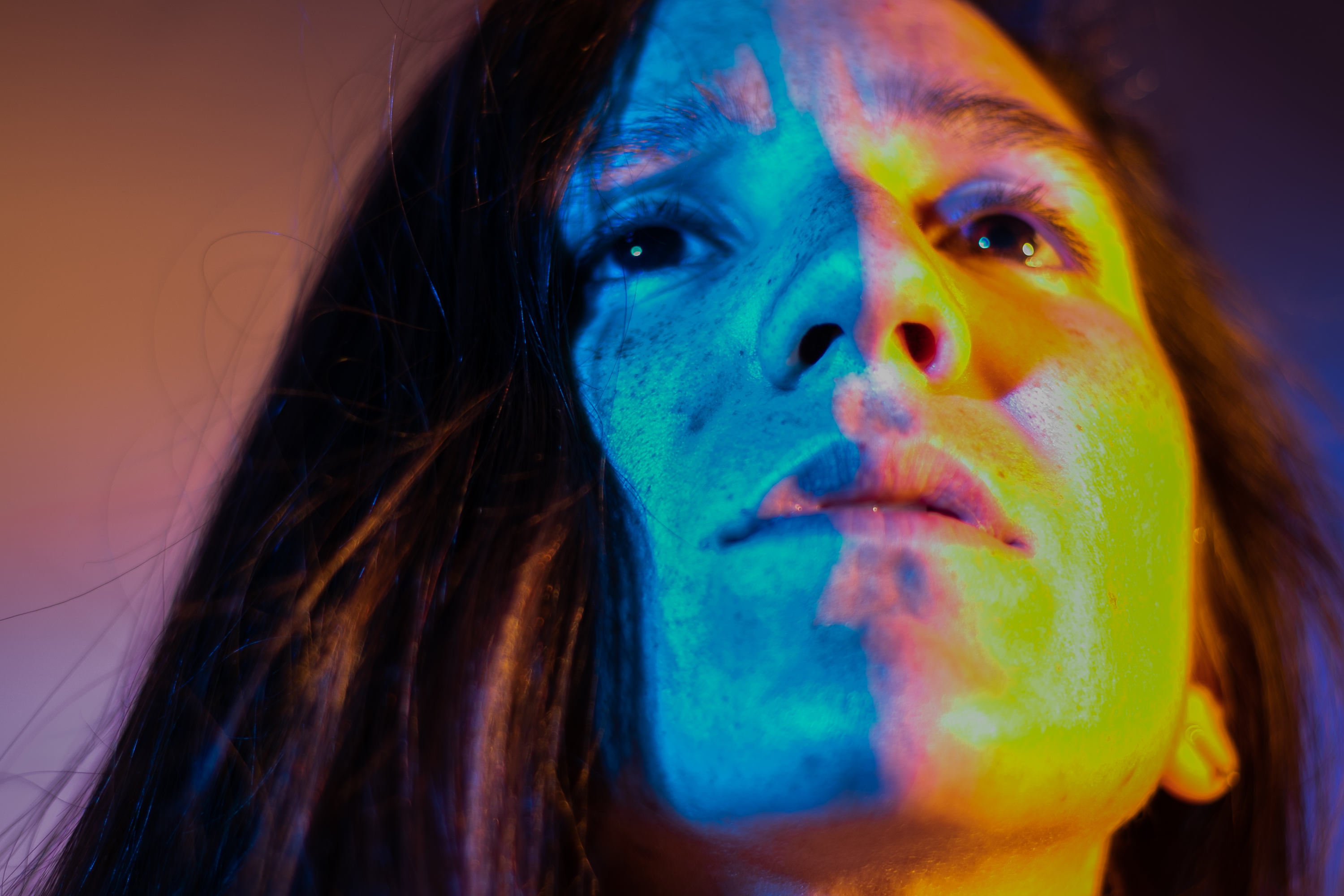 Colorful closeup of womans face