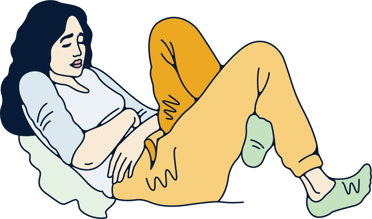 Illustration of a woman leaned back in pain