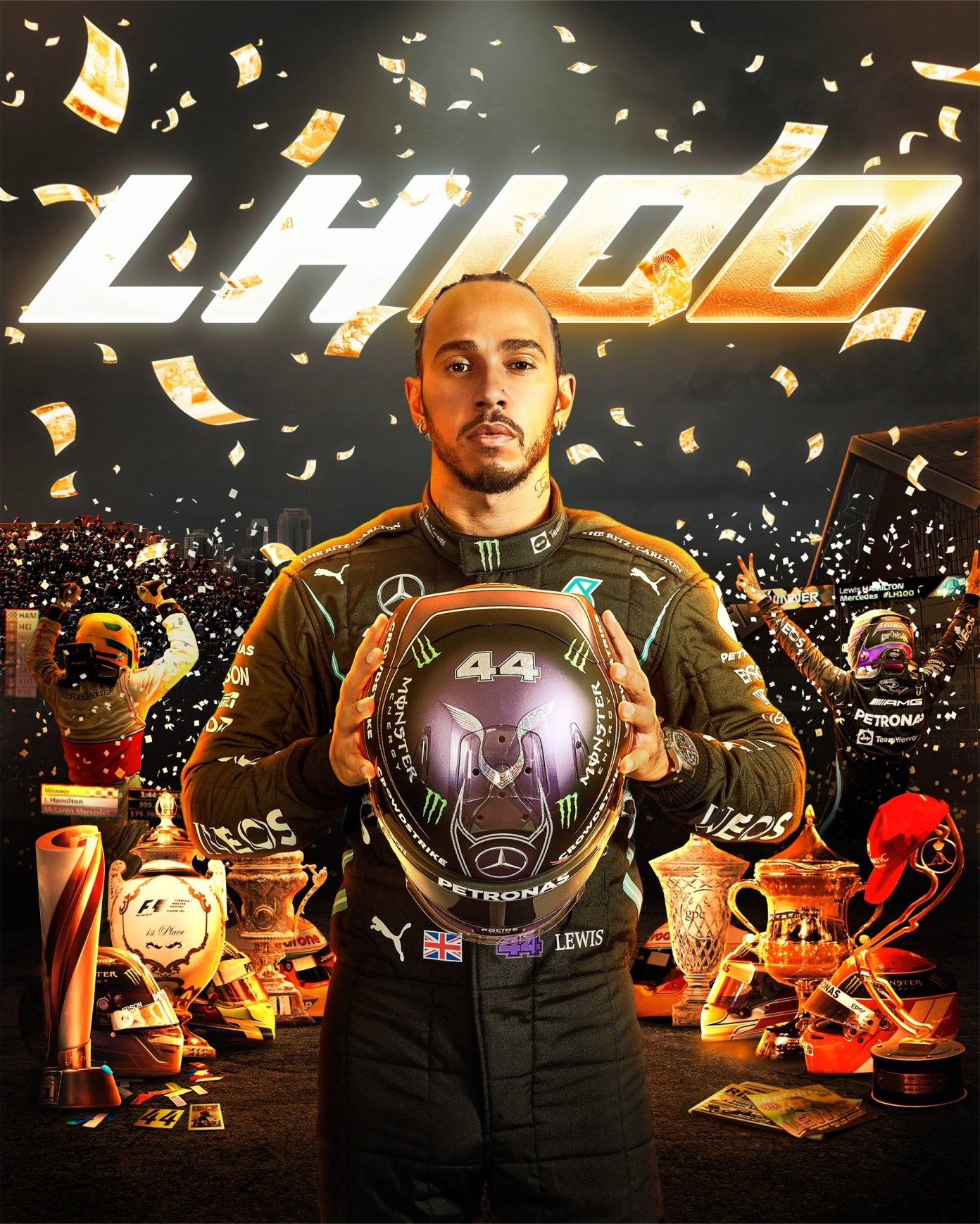 Lewis Hamilton 100 wins poster