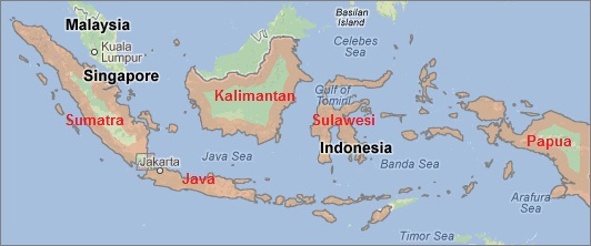 Map of Indonesia and surrounding countries