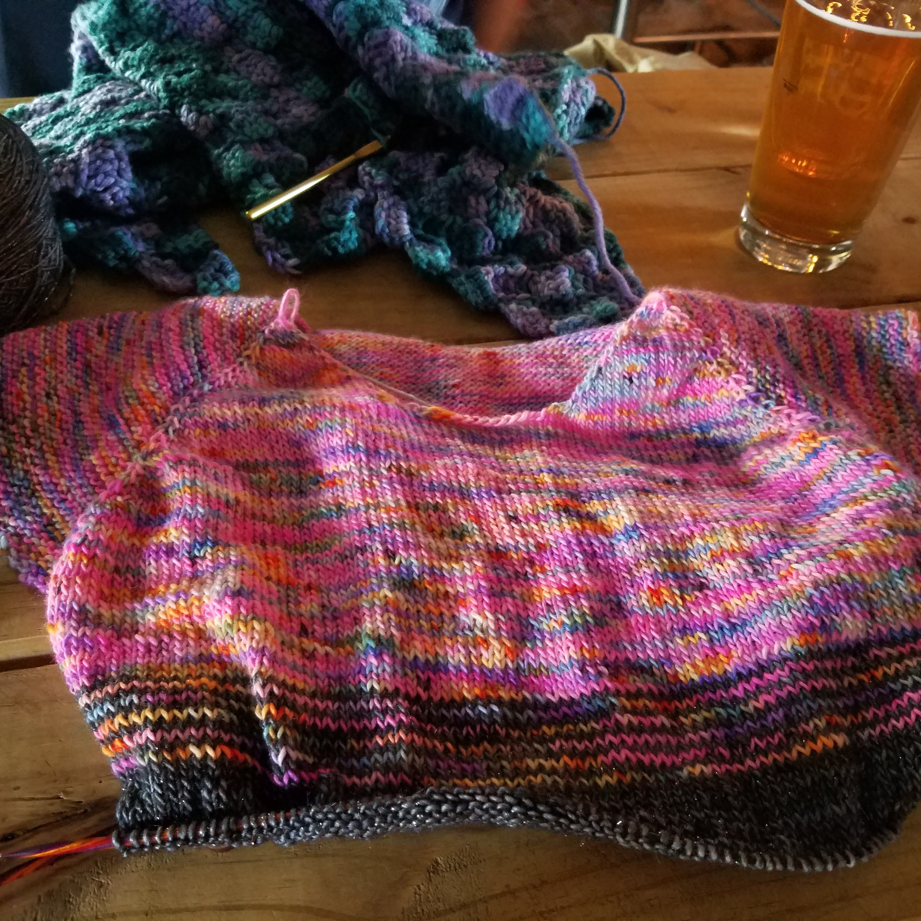 knitting at a bar