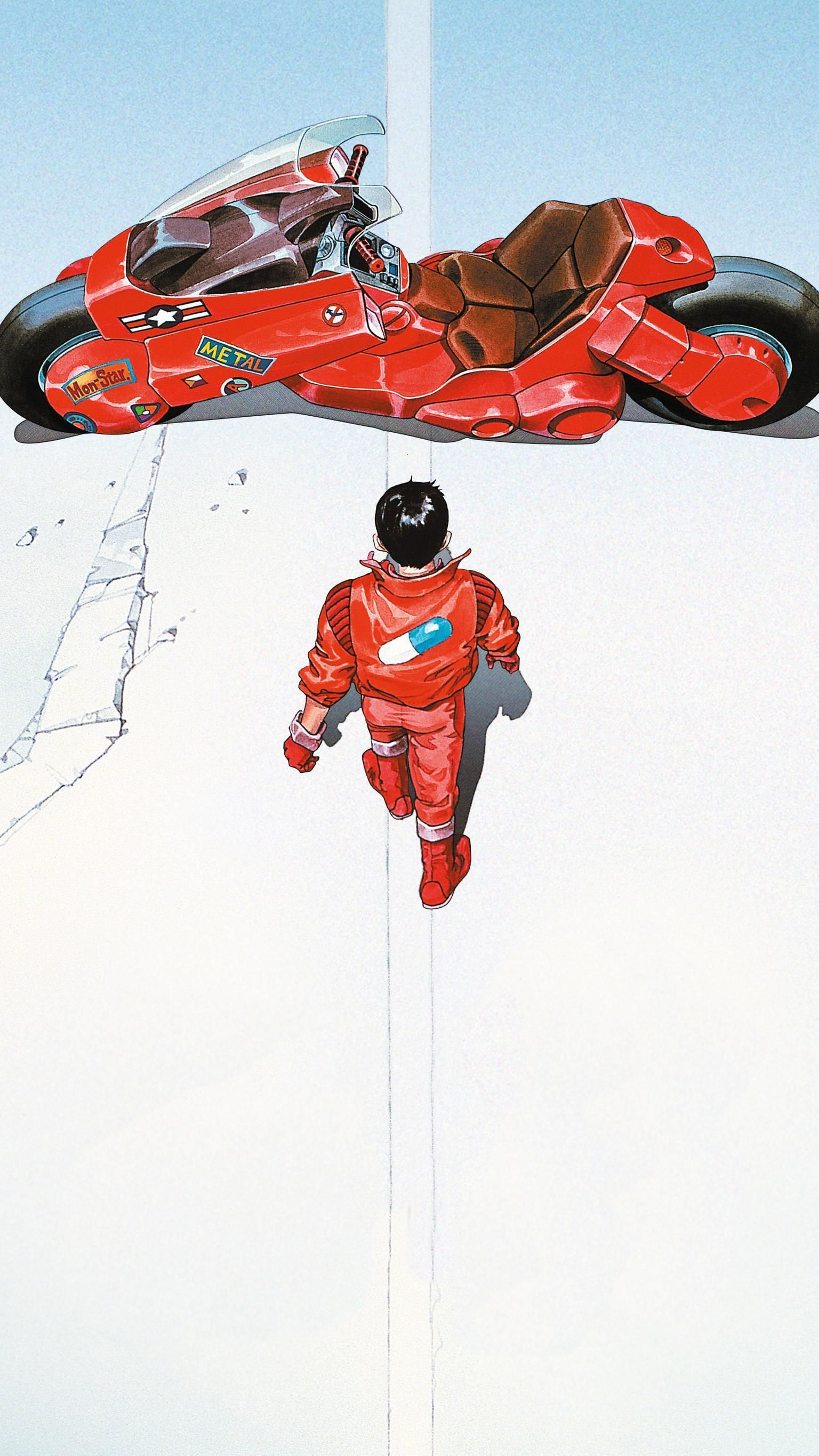 Kaneda approaching his bike