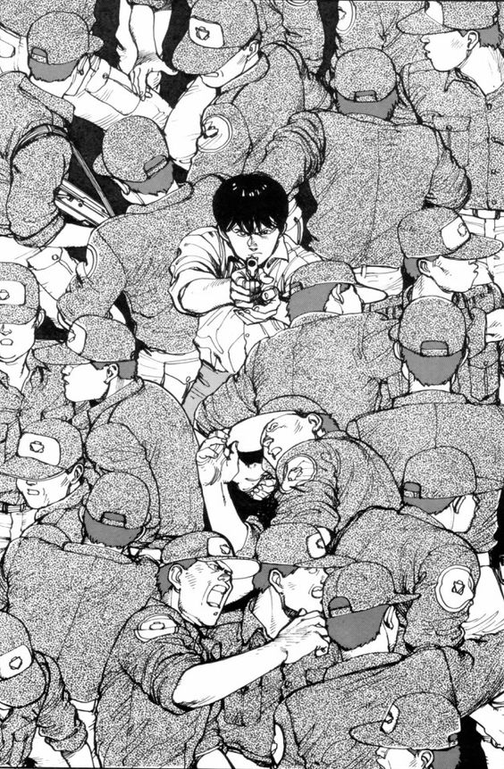 Kaneda poiting a gun