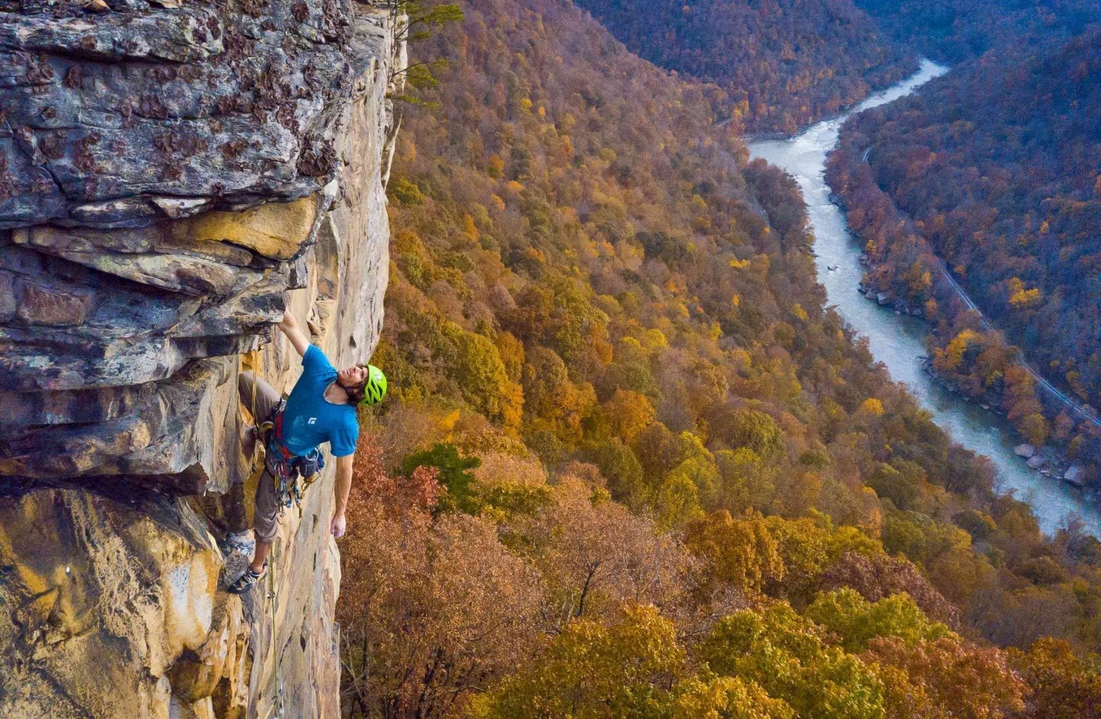 Man climbing at New River Gorge