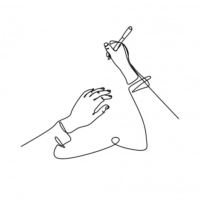 hand writing on a paper in continuous line illustration
