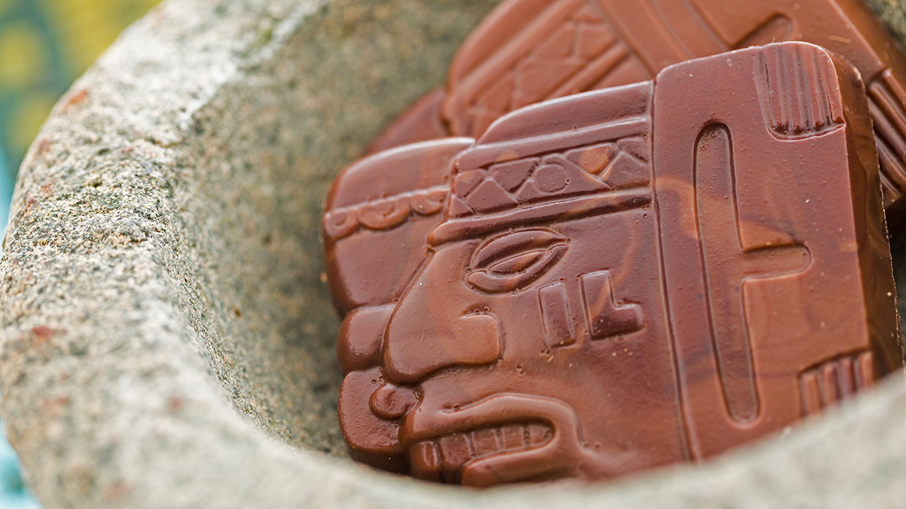 Maya glyphs made with chocolate